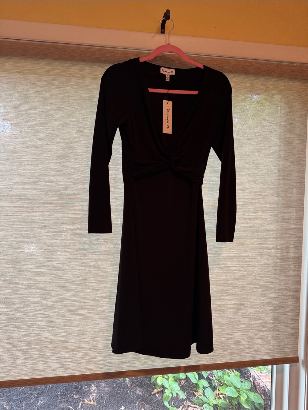 Veronica M Black Twist-Front Long Sleeve Dress